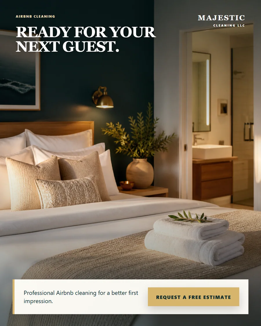 Majestic Cleaning branded Airbnb cleaning promotional artwork