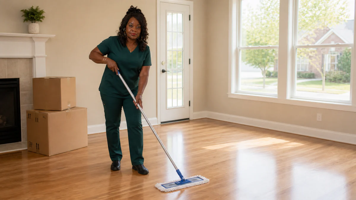 Majestic Cleaning professional preparing an empty Louisiana home before move-in